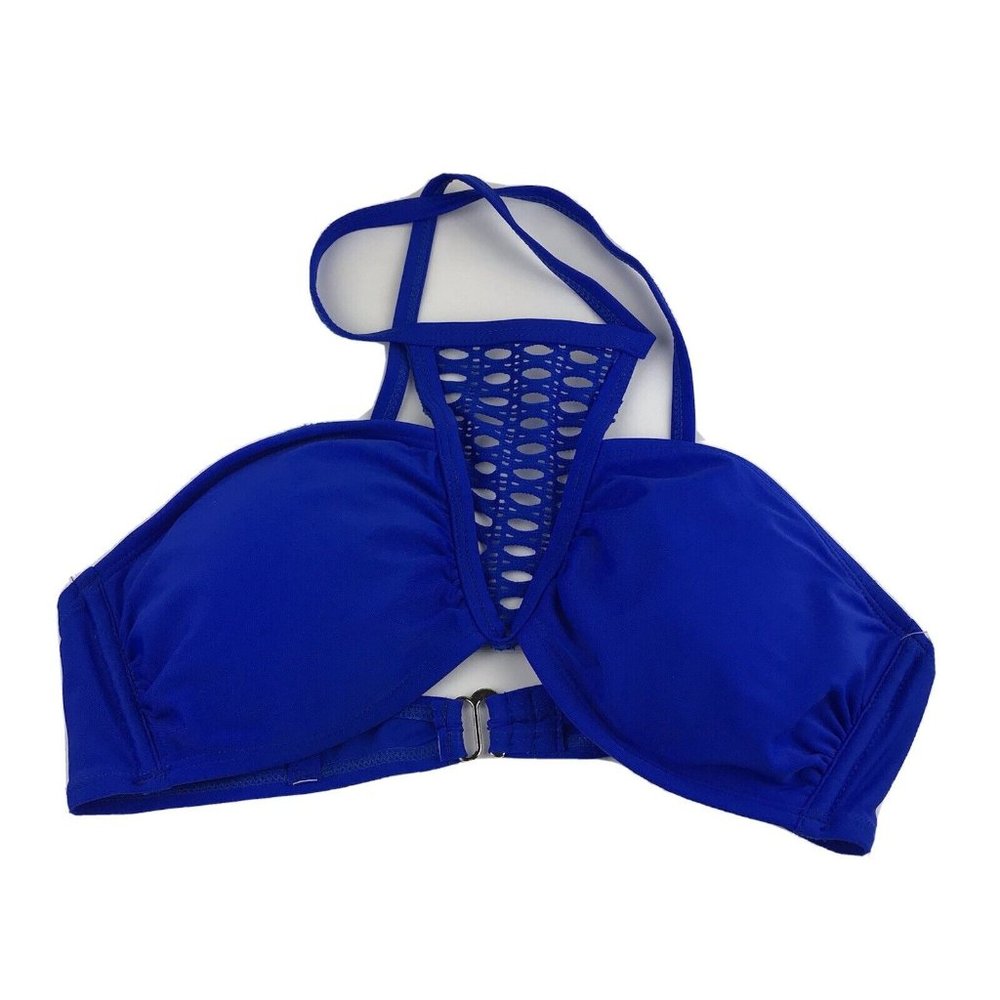 Coral Tropics Blue Bikini Padded Cut‎ Out Top Size Small